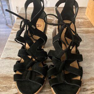 Black UGG size 11 suede strappy shoe